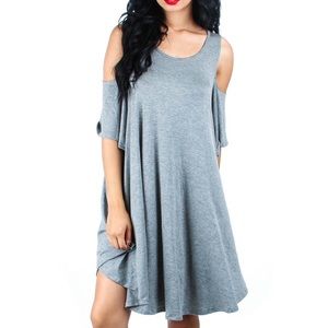Gray cold shoulder dress